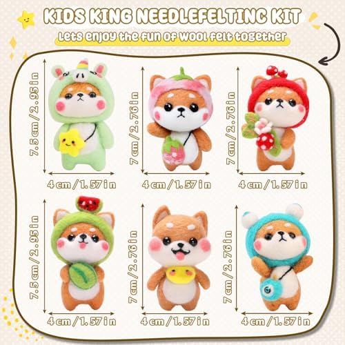 KIDS KING Needle Felting Kit for Beginners & Adults – 6 Piece of Shiba Inu Plush Dolls DIY with Instruction, Material Tools: Wool, Needles, Felting Pad, Arts & Craft Set for Handicraft Beginners - Image 3