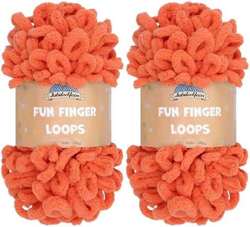JubileeYarn Fun Finger Loops Yarn - Living Coral - 2 Skeins by BambooMN