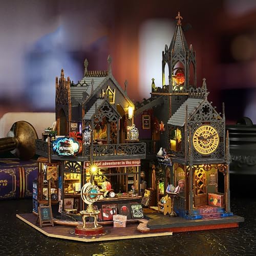 DIY Book Nook Kit - DIY Miniature Dolls House Kit with Furniture and LED Light, 3D Puzzle Wooden Art Bookends, Model Kits for Adults to Build (Holo Demon City) - Image 3