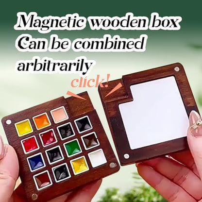Mini Watercolor Travel Set – 15 Colors Watercolor Paint Set with Wooden Palette, Magnetic Lid, Water Brush, Sketchbook, Clips & Storage Bag, Complete Pocket Painting Kit for Artists, Beginners & Outdoor Sketching - Image 5