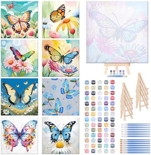RoundFunny 8 Set Paint by Numbers Drawing Kit for Adults,Classic Flutter by RoundFunny
