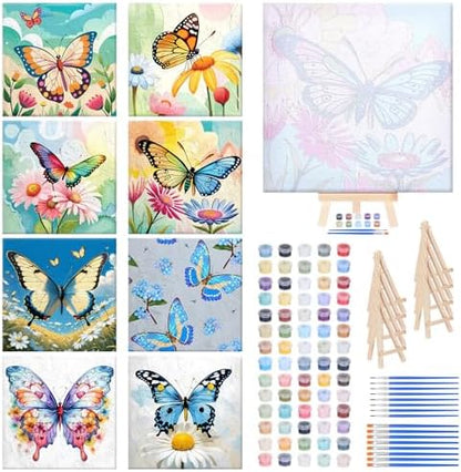 RoundFunny 8 Set Paint by Numbers Drawing Kit for Adults,Classic Flutter by RoundFunny