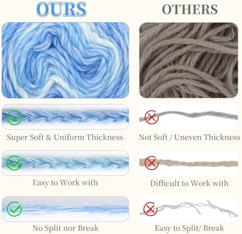 Aeelike Cake Yarn for Crocheting, Soft Ombre Crochet Yarn, Light Blue - Image 5
