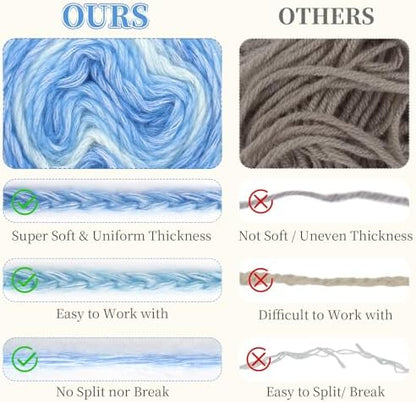 Aeelike Cake Yarn for Crocheting, Soft Ombre Crochet Yarn, Light Blue - Image 4