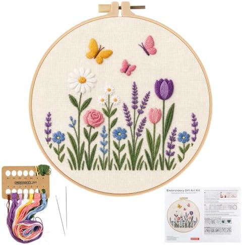 Zynlio Embroidery Kit for Beginners -Floral Easy Embroidery Kits for Adults Starter Cross Stitch Kit DIY Needlepoint with Step-by-Step Instruction by Unknown