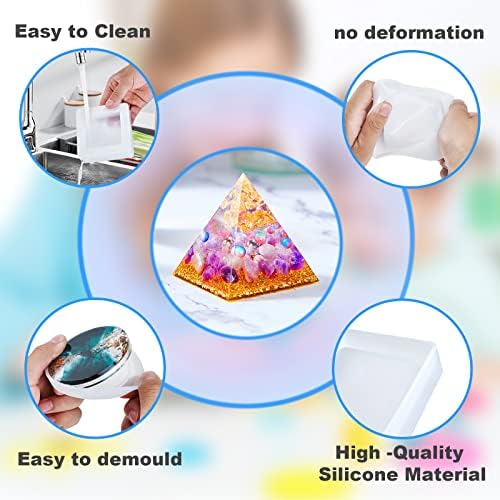 Resin Molds Silicone Kit 20Pcs,Epoxy Resin Molds Including Sphere,Cube,Pyramid,Square,Round, Used for Create Art,DIY,Coasters,Candles.Bonus Decorative Sequins and The Complete Set(20PCS Resin molds) - Image 6