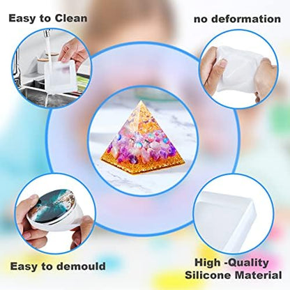 Resin Molds Silicone Kit 20Pcs,Epoxy Resin Molds Including Sphere,Cube,Pyramid,Square,Round, Used for Create Art,DIY,Coasters,Candles.Bonus Decorative Sequins and The Complete Set(20PCS Resin molds) - Image 6