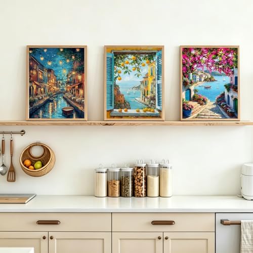 PHANTASYART 3 Pack Landscape Paint by Numbers Kit for Adults 12x16inch - Image 3