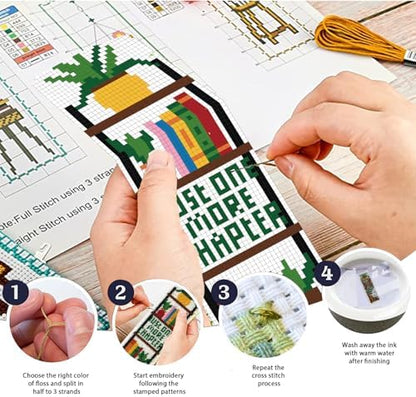 ACRNIGHEET 6PCS Counted Cross Stitch Bookmark Kits for Beginners Bookshelf - Image 3