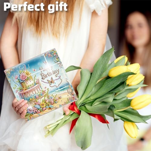 LAKEQUILL 5D Diamond Art Painting Graduation & Birthday Cards, DIY Congratulations Greeting Cards Kit, 6PCS Full Drill Round Diamonds for Adults, Thoughtful Handmade Gift for Beginners - Image 7