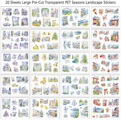 Winter Landscape PET Sticker Book, Diecut Stickers for Journaling - Image 5