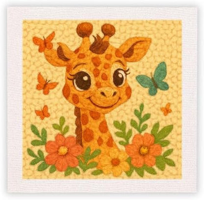 SDOYUNO Punch Needle Kit with Frame for Adults Beginners Kits 9.84 x 9.84 Inch Embroidery Starter Kits Punch Needle Kit with Giraffe Pattern, Threader, Yarns, Rug Punch, DIY Craft Kits (Cyan) by SDOYUNO