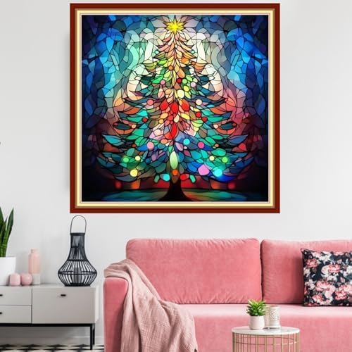 Redxing Stamped Cross Stitch Kits Embroidery kit for Beginners Adults Full Range of Embroidery Patterns Starter Kits DIY Printed Cross Stitch Kits Needlepoint Kits 11CT-Colorful Tree 18x18 inchs - Image 2