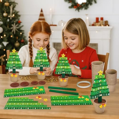 48 Sets Christmas Tree Pot Craft Kit, Standing Paper Xmas Tree DIY Bulk - Image 5