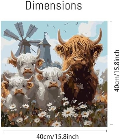 VIGEGU Cattle Paint by Numbers Kit for Adults Beginner,Easy Adult Paint by Number Kits on Canvas DIY Painting for Beginners Art by Numbers for Home Wall Decor 16x16 Inch - Image 4