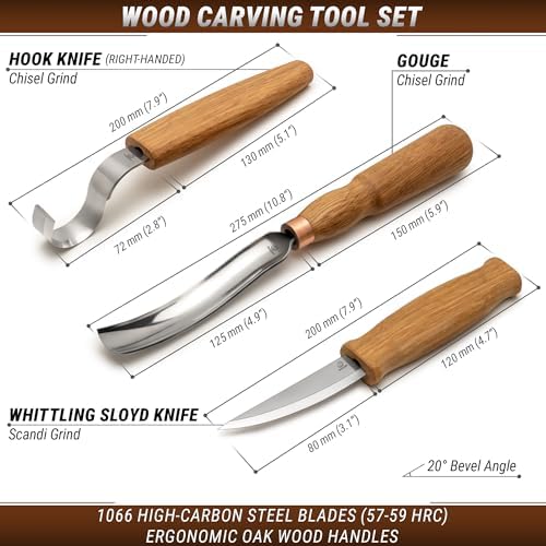 BeaverCraft Wood Carving Knives Kit Spoon Carving Tools S14 - Spoon Hook Knife Wood Carving Chisels Set Bowl Gouge - Whittling Knives Whittling Kit for Beginners - Hobby Knife Set - Image 2
