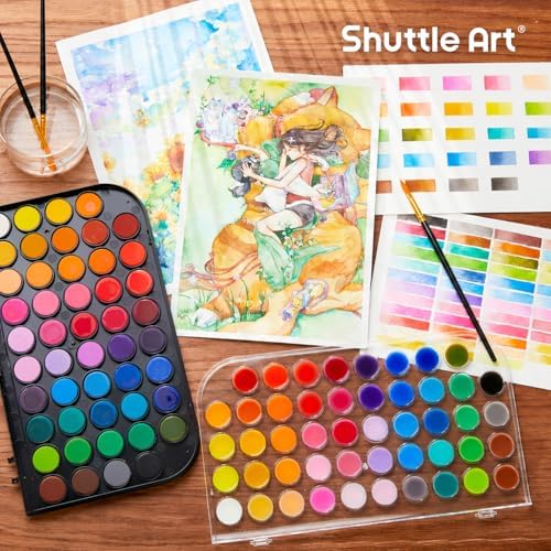 Shuttle Art Watercolor Paint Set, 48 Colors Watercolor Paint Pan Set with 3 Paint Brushes for Beginners, Artists, Kids & Adults for Painting, Journaling, Calligraphy Practice - Image 2