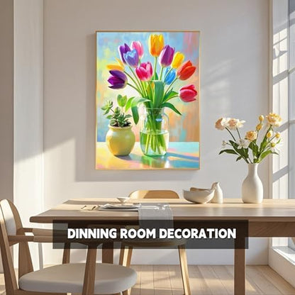TINDAY Paint by Numbers Kit for Adults Paint by Number for Adults Beginner Tulip Painting by Number for Adult Flower on Canvas Acrylic Painting Wall Decor 16x20 in - Image 4