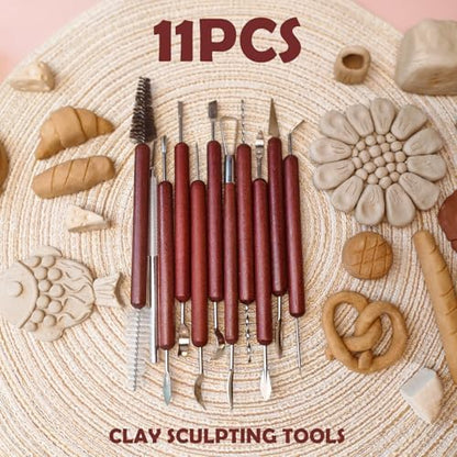 11PCS Clay Sculpting Tools Kit, Polymer Clay Tools for Pottery, Double-Head Ceramics Tool for Carving, Air Dry Clay, Pottery Kiln, Pottery Wheel, Shaping, Molding, Modeling, Adults, Students, Supplies - Image 5
