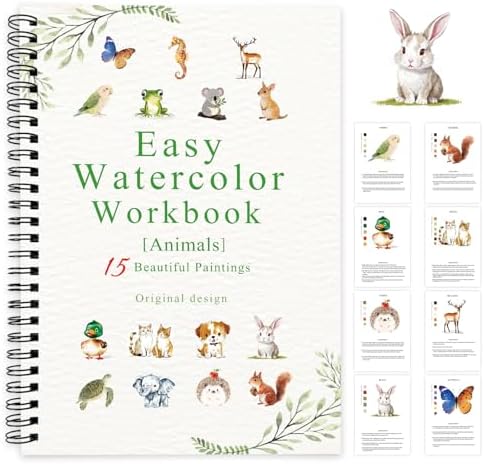 SLWBZ Watercolor Workbook Animals, 15 Different Patterns of Original DIY Designs, Beginner-Friendly Watercolor Workbooks, (Animals, Without Palette) by Unknown