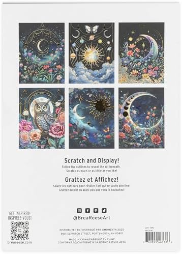 Brea Reese Scratch Art Paper Pad, Moonlight Garden 9x12in Adult Craft Kit - Image 2