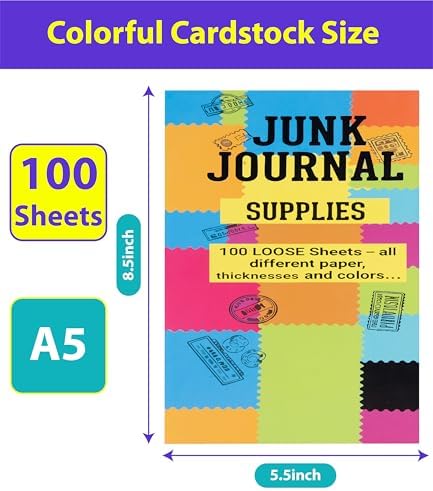 Junk Journal Loose Leaf Paper, 100 Unique Sheets 200 Pages, 8.5" x 5.5" - Image 2