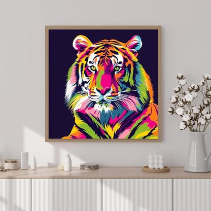 Artunion Framed Paint by Numbers Kit for Adults Beginners & Kids Ages 8-12,Colorful Tiger Paint by Number with Frame, Animals Paint by Numbers Kit on Canvas 10 * 10 Inch Without Easel - Image 2