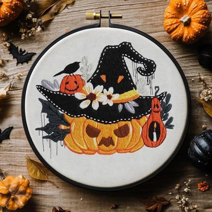 FEIYUENO 3 Pack Halloween Pumpkin Embroidery Kit for Beginner Adults - Image 3