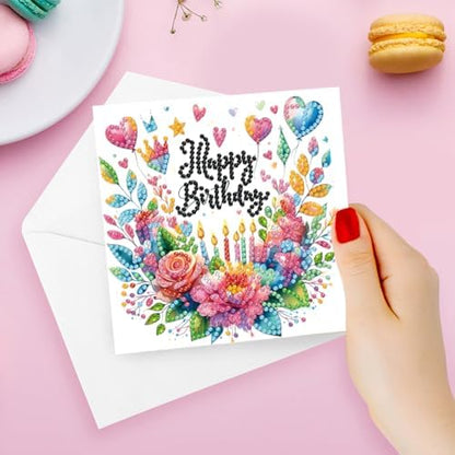 6PCS Diamond Art Painting Greeting Cards Kit, Birthday Themed DIY Card Making Set with Crystals and Envelopes, Creative Craft for Adults, Fun Party Activity and Personalized Gift - Image 6