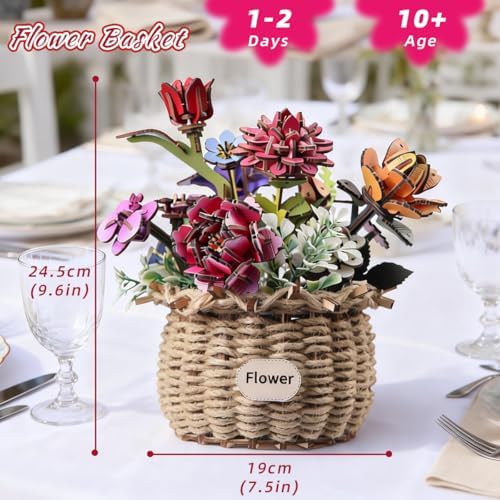 Insgen Ever-Blooming Wooden Bouquet Building Set, 3D Wooden Flower Kit - Image 3