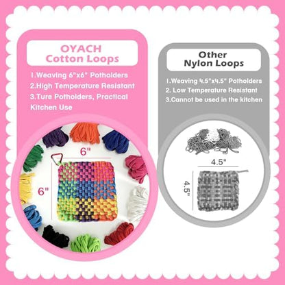 OYACH 7inch Cotton Potholder Metal Weaving Loom Loop,440 Potholder Loom Kit - Image 2
