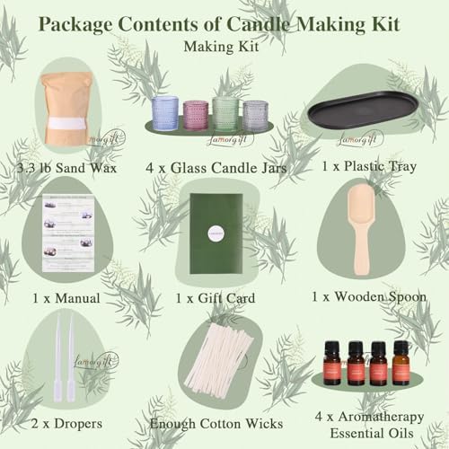 LAMORGIFT Pearled Candle Making Kit- Sand Wax Gift Set- 3.3LB Candle Sand with Wicks, 4 Pcs Glass Candle-Jars with Plastic Tray, 40ml Fragrance Oils Accessories for DIY Scented Candles & Home Decor - Image 2