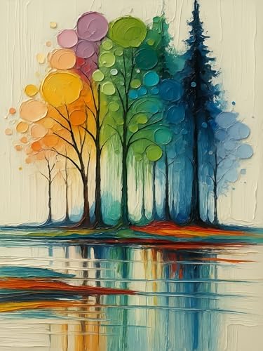DOTSTART Paint by Numbers Kit for Adults,Rainbow Trees Paint by Number Kits by Unknown