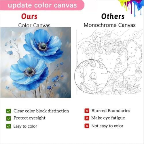 4 Pack Flowers Paint by Number for Adults Kids Framed, Easy Acrylic Adults Paint by Numbers Kits on Canvas with Paints and Brushes, Small Flowers Arts and Crafts Kits for Home Wall Decor (8 x 8 Inch) - Image 6
