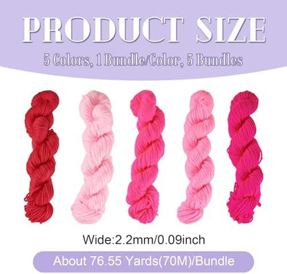 Cheriswelry 5 Skeins Soft Acrylic Fiber Yarn for Knitting 2.2mm Pink Theme Craft Sewing Cord Threads for Weaving Multicolor Skeins Yarn kit for Crochet Beginners Adults - Image 4
