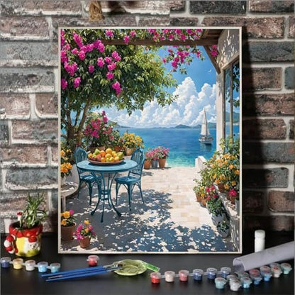 Lovepefe Summer Coast Paint by Numbers Kit for Adults Beginners Seaside Painting by Number Kits on Canvas Landscape DIY Oil Painting Art Gifts Home Wall Decor 16x20 Inch - Image 2