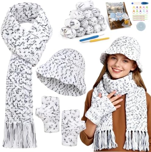 Aeelike Crochet Kit for Beginners, Complete Easy Crochet Sarves Hat Kit by Aeelikescrochetworld