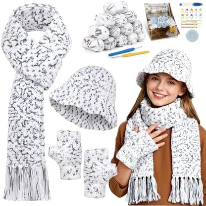 Aeelike Crochet Kit for Beginners, Complete Easy Crochet Sarves Hat Kit by Aeelikescrochetworld