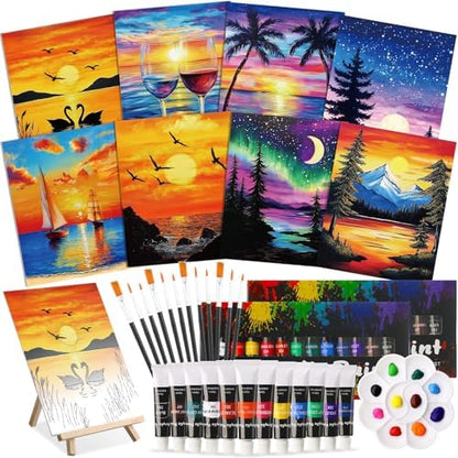 Cholemy 36 Pcs Paint and Sip Kit Gift for Adult 8''x10'' by Cholemy