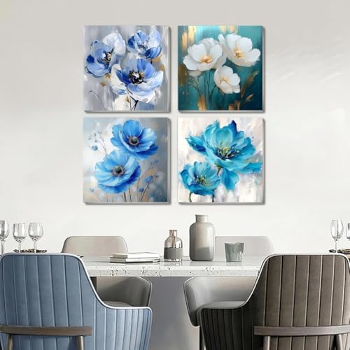 4 Pack Flowers Paint by Number for Adults Kids Framed, Easy Acrylic Adults Paint by Numbers Kits on Canvas with Paints and Brushes, Small Flowers Arts and Crafts Kits for Home Wall Decor (8 x 8 Inch) - Image 3