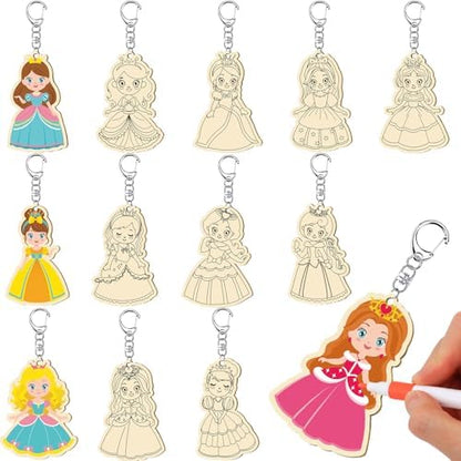 RattanView 24 Pcs Princess Craft Keychains DIY Keychain, 12 Styles by RattanView
