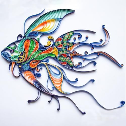 Fish Paper Quilling Kit Paper Quilling Adult Craft Great for DIY Craft Workshop, Home Decoration, Birthday Gift,Adult Friend interaction.It's Suitable for Adult and Craftsmen.Creative Stress Reliee. by MerainMe