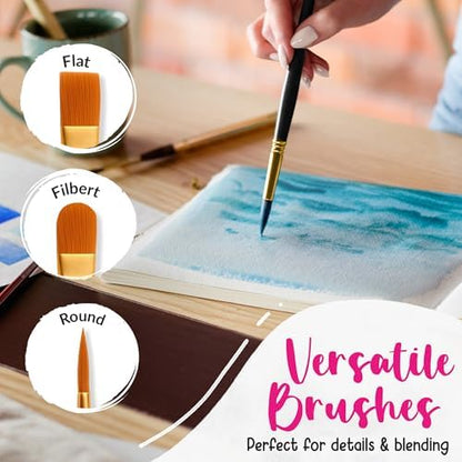 100 Watercolor Paint Set for Adults, Beginners - Travel Art Painting Kit - Image 6