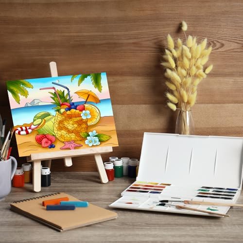 COCHIE 10 Pieces Large Summer Unfinished Wood Crafts to Paint for Adults, Bulk Predrilled Wooden Ornaments for Painting, Beach Pattern Paintable Wood Slices Craft Supplies with Ropes - Image 7