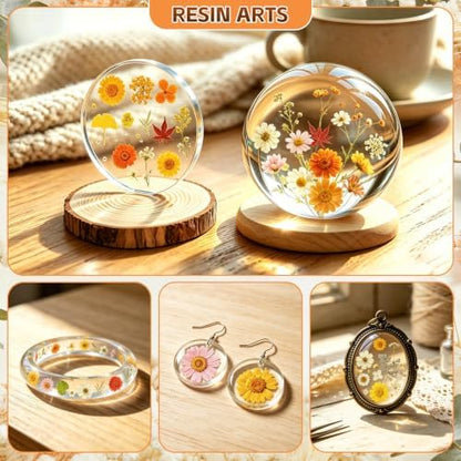 Dried Pressed Flowers for Resin Crafts, Real Dried Flowers and Leaves Kit for Resin Jewelry Molds, Candle & Soap Making, Scrapbooking DIY, Nail Art (Yellow, Orange) - Image 3