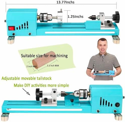 Wood Lathe Mini Lathe Machine Multi-Purpose Type Lathe Milling Cutting Grinding Polishing Professional Table Top Lathe Tool Kit - Image 6