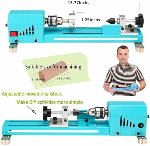 Mini Lathe Wood Lathe Machine Multi-Purpose Type Lathe Milling Cutting Grinding Polishing Professional Table Top Lathe Tool Kit - Image 6