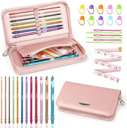 Coopay Crochet Hooks Set with Zipper Pouch, 16PCS Metal Crochet Needles by Coopay