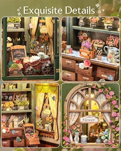 CUTEBEE Book Nook Kit DIY Miniature Flower House Dollhouse for Adults - Image 4