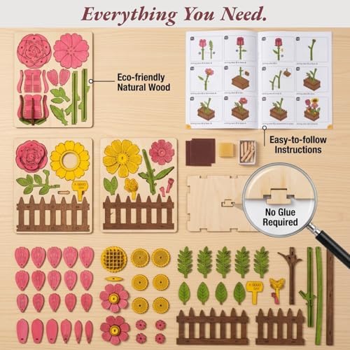 3D Wooden Flower Bouquet Puzzle for Adults - Image 7
